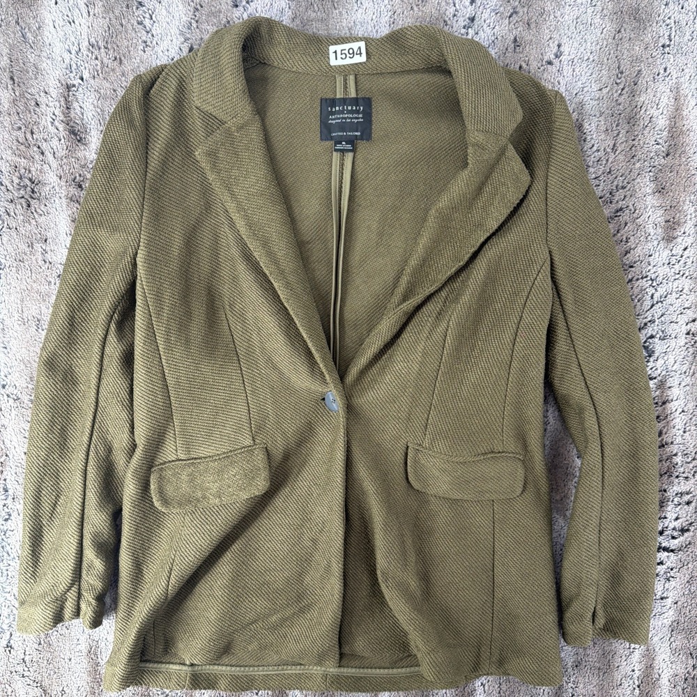 Sanctuary x Anthropologie Olive Green Textured Blazer Jacket Size XL